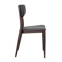 Chaise de salle à manger en similicuir PU Sammy en gris avec cadre en métal noir, Chaise de salle à manger latérale, Chaise sans accoudoirs Ensemble 2