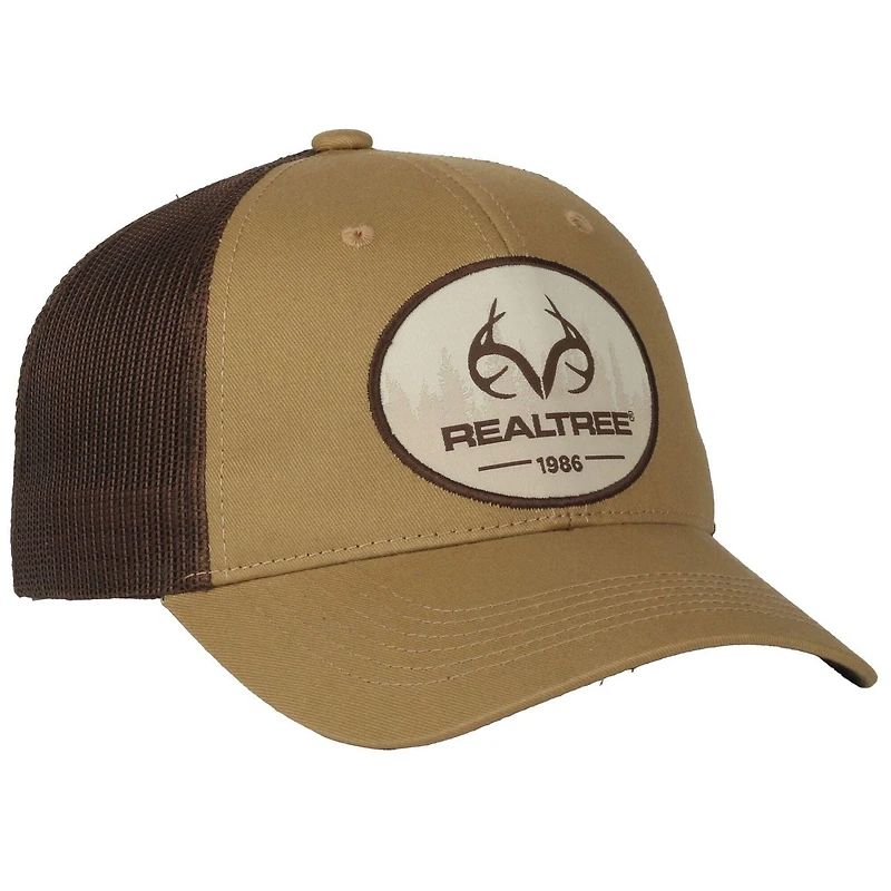 Realtree® Hat with Woven Label Patch, in Old Gold and Brown, One Size Fits Most Adjustable Adult