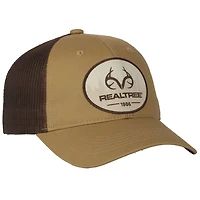 Realtree® Hat with Woven Label Patch, in Old Gold and Brown, One Size Fits Most Adjustable Adult