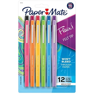 Paper Mate Flair Felt Tip Pens, Medium Point (0.7 mm), Assorted Colours