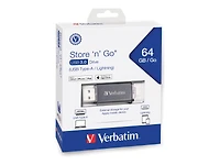 Verbatim Clé double USB 3.0 Store ‘n’ Go pour appareils Apple Lightning, 64 Go Graphite
