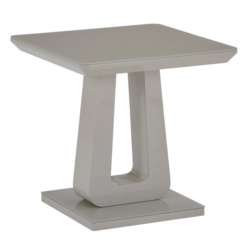 Contemporary MDF & Glass Accent Table - Warm Grey