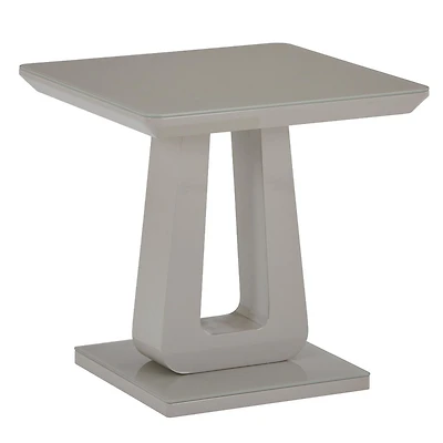 Contemporary MDF & Glass Accent Table - Warm Grey
