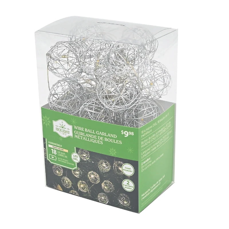 HOLIDAY TIME PL BO Guirlande Lumineuse Boules LED sur Fil Argent – Éclat Festif pour Toutes les Occasions