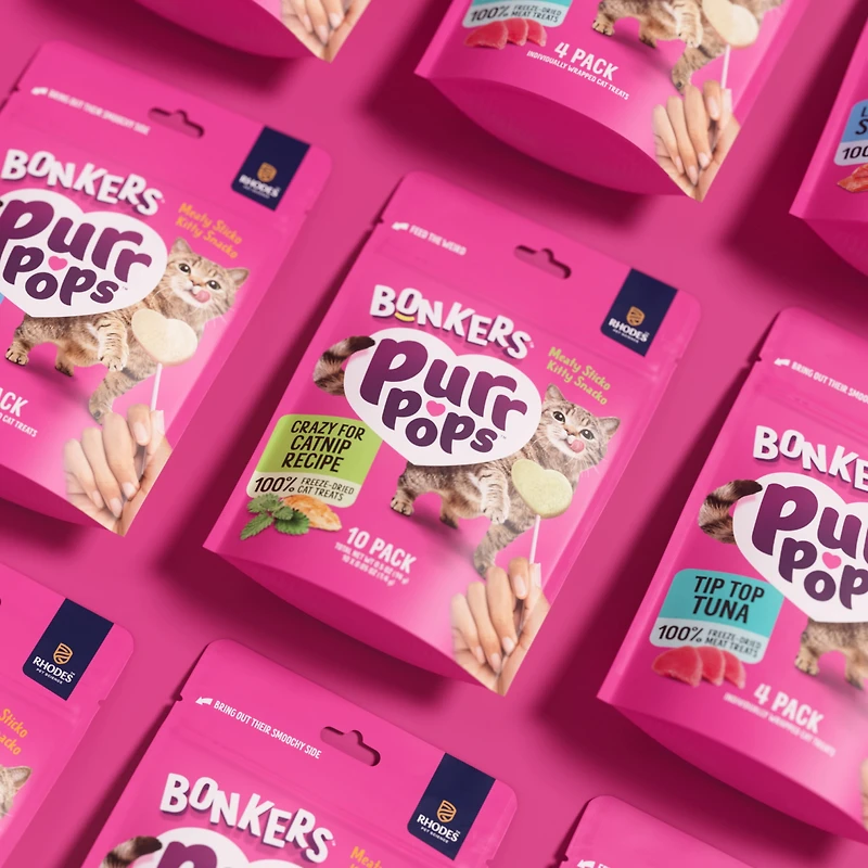 BONKERS Purrpops Suçons pour chat lyophilisés, saveur d’herbe à chat