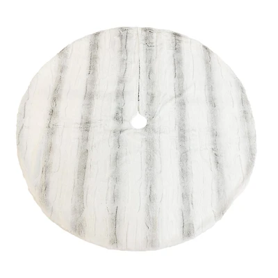 Temps de vacances WW 48 pouces chemise d’arbre de fausse fourrure blanche et grise