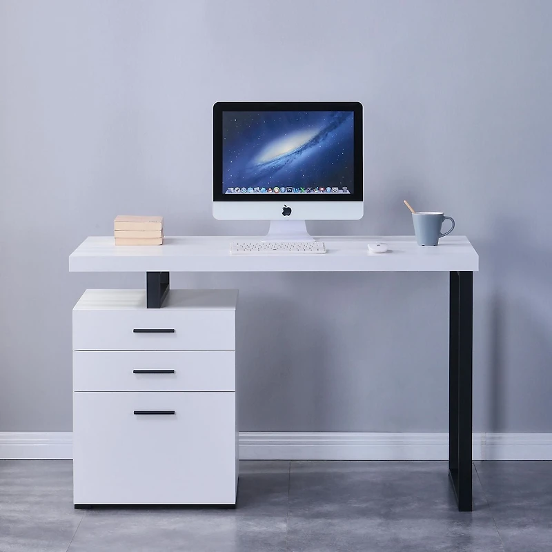 Brassex Inc Desk with Storage, White