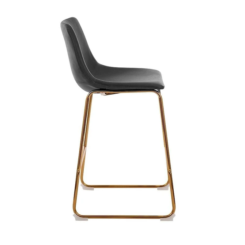 Heavenly Collection PU Stool, Counter PU Stool, Modern Stool with Gold Legs, Kitchen Stool, Restaurant Stool, Island Stool, with Footrest - Set 2