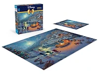 Puzzle en bois entrelacé Ceaco Thomas Kinkade Mickey et Minnie Christmas Lodge de 1000 pièces pour adultes à partir de 14 ans