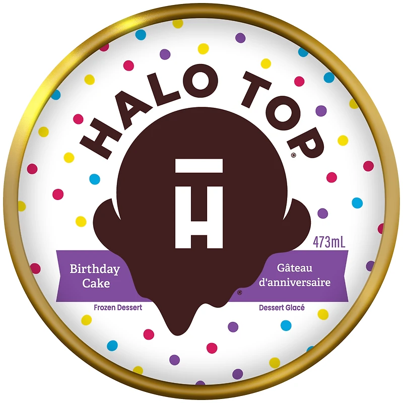 Halo Top Birthday Cake Frozen Dessert - 437ml Halo Top - Gâteau d'anniversaire 473ml