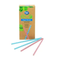 Great Value Patterned Paper Straws, 100 pieces