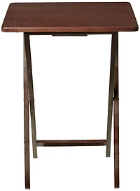 Mainstays Indoor Folding Table Walnut, Fold flat for easy store