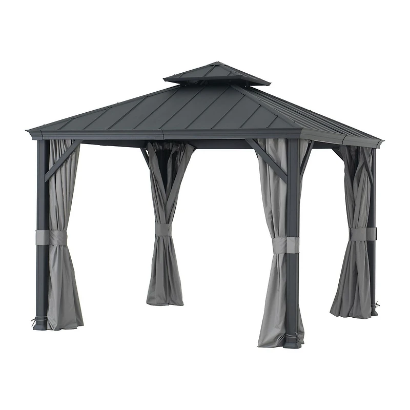 Sunjoy 10 ft. x 10 ft. Outdoor Gazebo with 2-tier Hardtop Roof