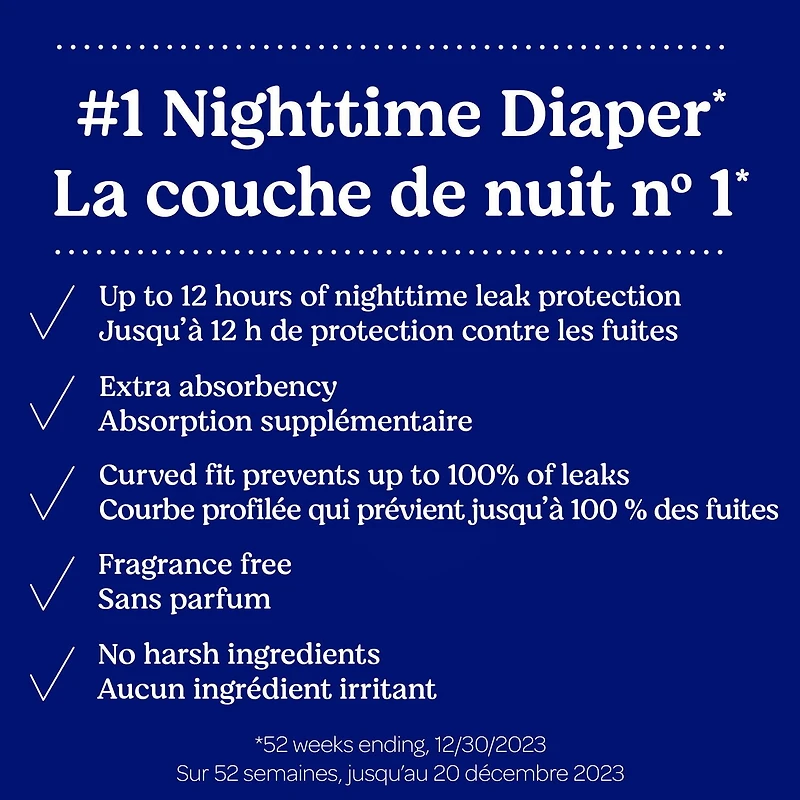 Couches pour bébé Huggies Overnites Nighttime, tailles: 3-7 |36- 66 unités Tailles 3-7| 36-66 Unités