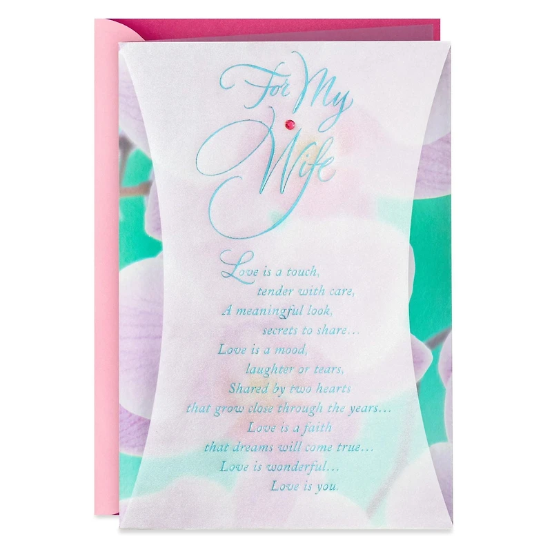 Carte de fête pour une épouse, Hallmark (photo d'une orchidée)