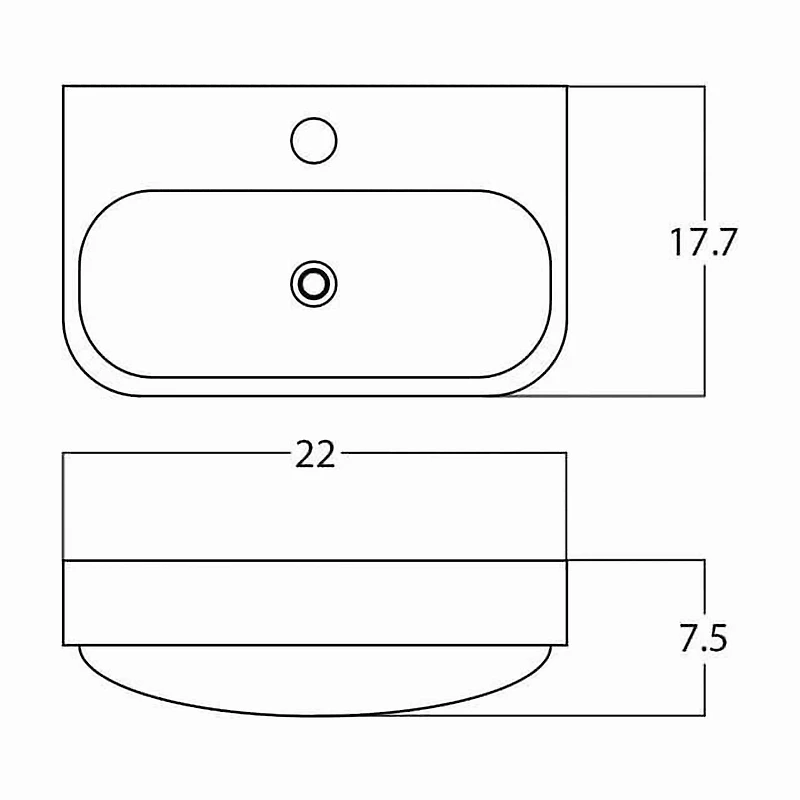 American Imaginations -in. W Above Counter Bathroom Vessel Sink For 1 Hole Center Drilling AI