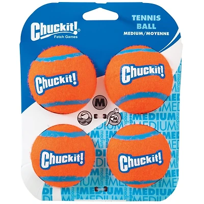 CHUCKIT! balle de tennis (jouet pour chien moyenne; paquet de 4)