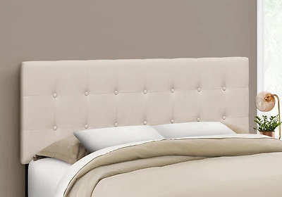 Monarch Specialties Bed, Headboard Only, Queen Size, Bedroom, Upholstered, Linen Look, Beige, Transitional