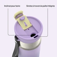 Bouteille d’eau isolée en acier inoxydable Contigo DualSip avec couvercle à double sens, 473 ml (16 oz) – 100 % antifuite, compacte, sans BPA, sans plomb, lavable au lave-vaisselle