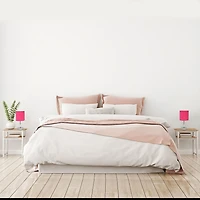 Simples Conceptions Mini lampe de table de base chromée avec abat-jour en tissu