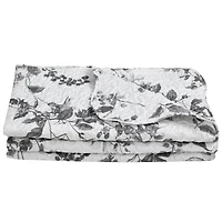 Marina Decoration Parure de lit ultra douce avec couvre-lit en tissu Pinsonic imprimé en relief et taies d'oreiller, motif branches florales de chrysanthème gris