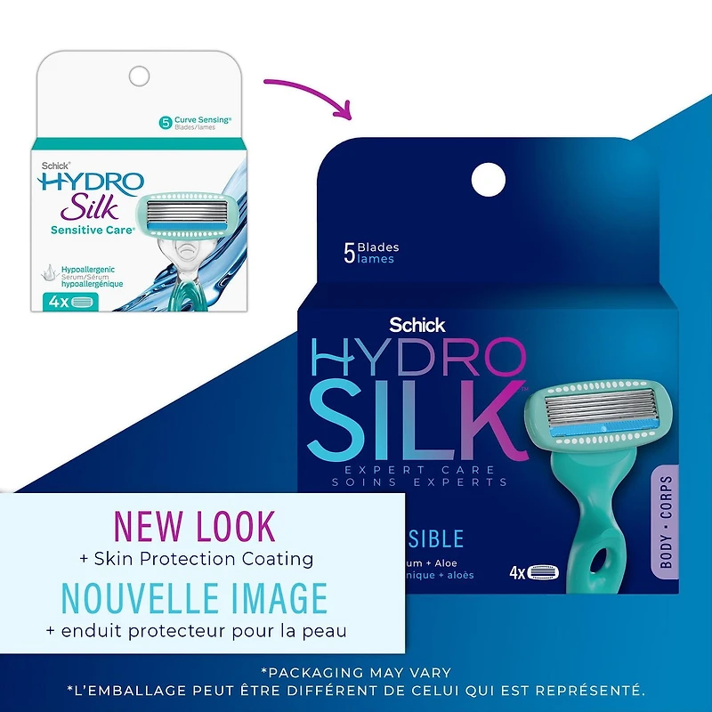 Schick Hydro Silk Sensitive Care Women’s Razor Refills, 4 Razor refills