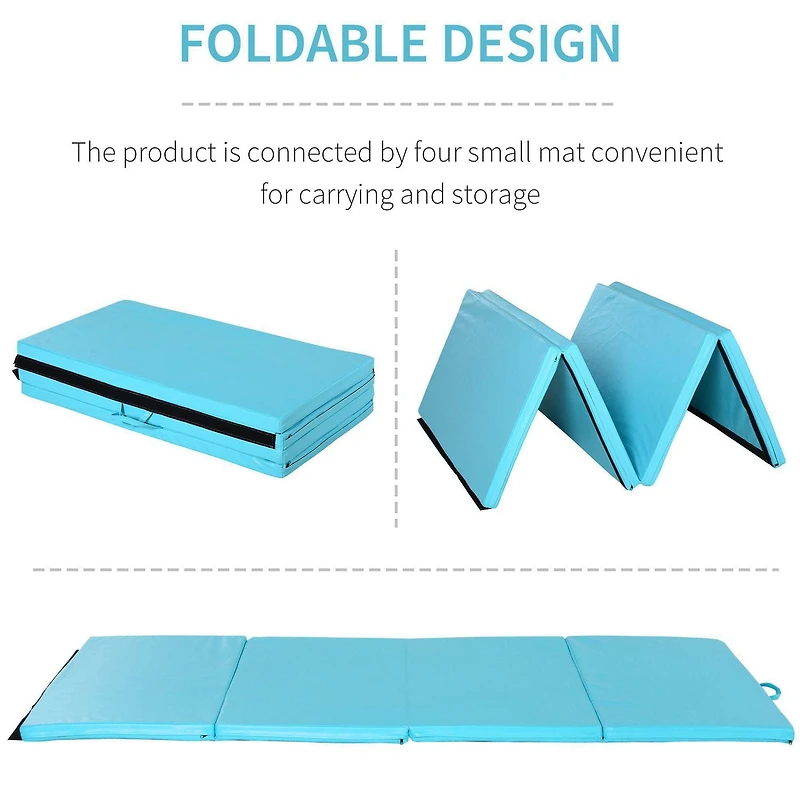 Soozier Tapis de gymnastique en PU Tapis d'étirement Yoga Sport Tumbling Bleu clair