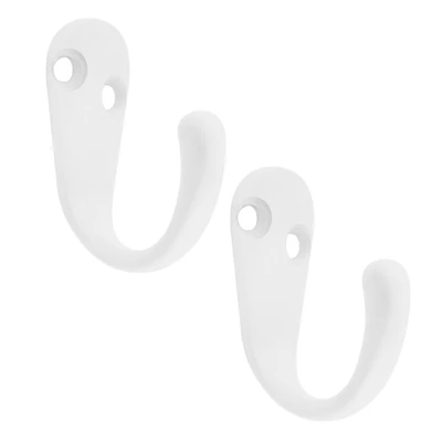 Era Single Hook 2-Pack White, 1.70 x 0.67 x 1.42 in.