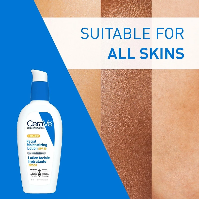 CeraVe Lotion hydratante pour le visage avec SPF 30 pour peaux normales à grasses, à l'acide hyaluronique et à la niacinamide, sans huile, 89ml 89mL