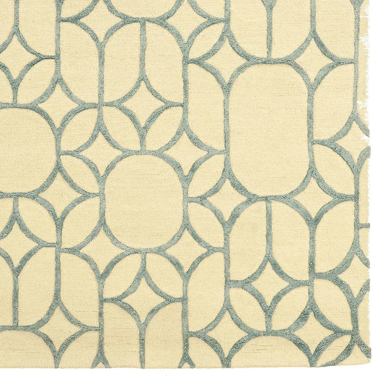Tapis d'appoint en Laine Aspire Fenêtre ivoire et turquoise de 2 pi x 3 pi