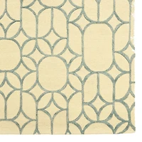 Tapis d'appoint en Laine Aspire Fenêtre ivoire et turquoise de 2 pi x 3 pi