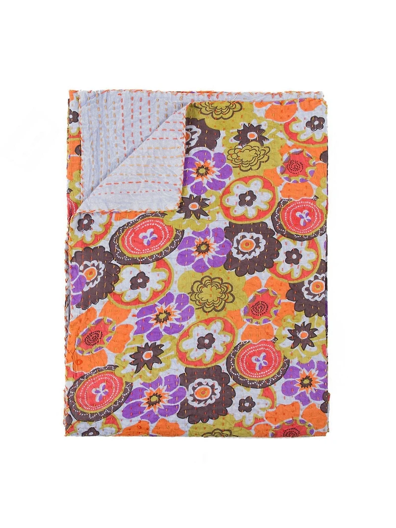 KANTHA COTTON THROW BLANKET 50" X 70"