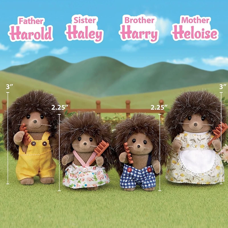 Famille Hedgehog de Calico Critters, ensemble de 4 poupées figurines à collectionner