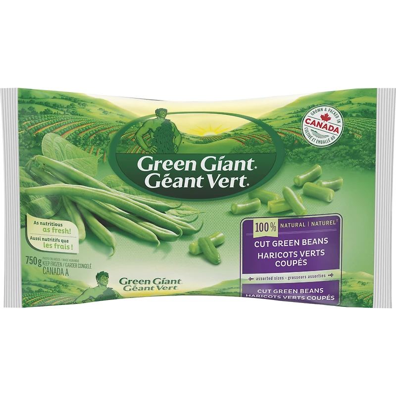 Green Giant 100 % Natural Cut Green Beans. Grown & Packed In Canada., Green Giant Nat Cut Green Bean