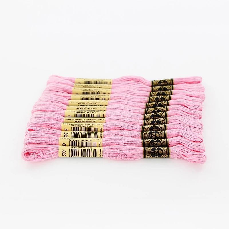DMC Fil à broder en coton, 6 brins, écheveau de 8 m — rose, fabriqué en France (Art. 117)