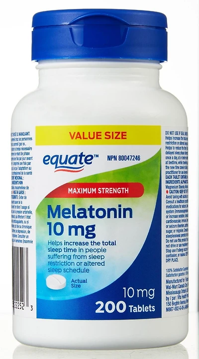 Equate Mélatonine 10 mg, Concentration maximale