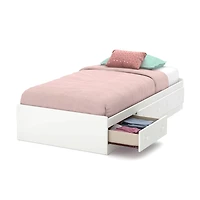 South Shore Little Smileys Twin Mates Bed with 3 Drawers, in Pure White