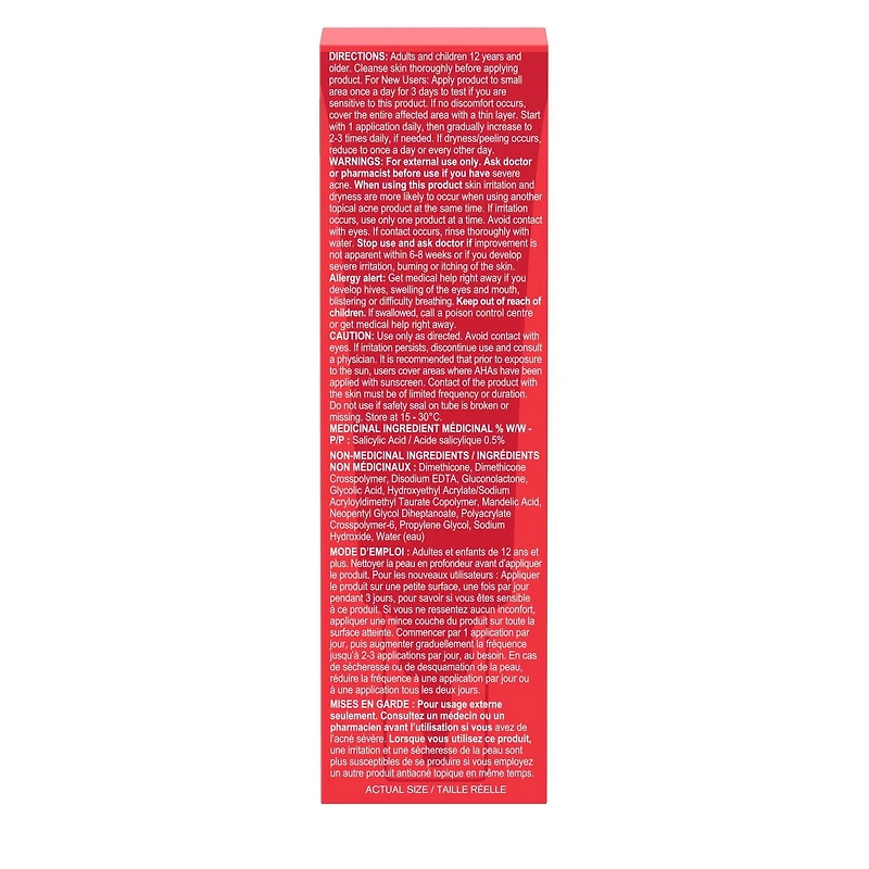 Sérum quotidien Points noirs tenaces Neutrogena, traitement antiacné à base d'AAH, d'acide salicylique, et d'acides glycolique + mandélique + polyhydroxylé, Sans parfum 29 ml