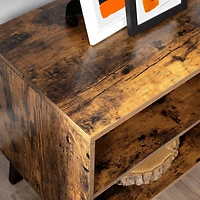 SONGMICS HOME Rustic Brown TV Stand with 2 Doors, Fits TVs up to 60 Inches – TV Bench/Cabinet