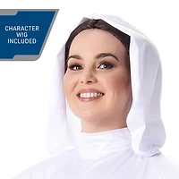 STAR WARS PRINCESS LEIA COSTUME (ADULT) - Poly Jersey Hooded Dress with Vinyl 3D Belt and Twin Bun Wig