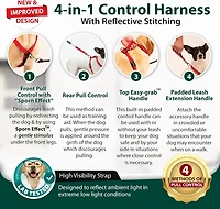 Ultimate Control Dog Harness Large Sized Dog, Black Nylon Large Dog Harness with Detachable Accessory Handle & Leash Extension, No Pull Dog Harness by Sporn