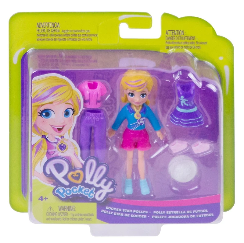 Polly Pocket Soccer Star Polly & Aqua Athlete Shani Sports Packs with 3-inch Doll Plus 7 Outfits & Accessories