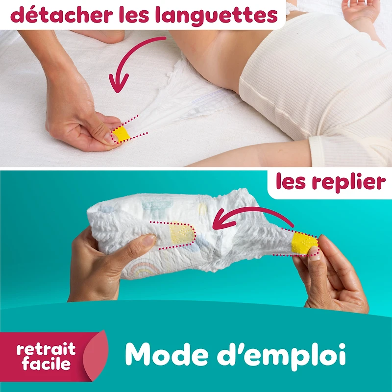 Pampers Couches - Swaddlers 360° - Taille 7, jusqu'à 100 % Anti-Fuites, Ajustement Confortable et Sec, Onglets EZ Off Conçus pour des Changements Faciles, Couche à Enfiler