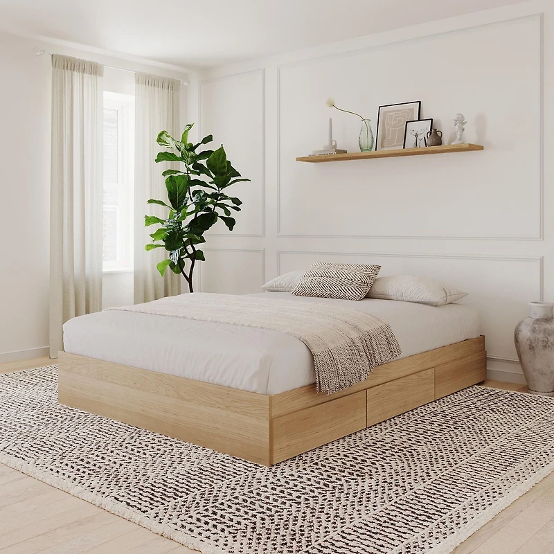 Lit rangement 3 tiroirs Nordik de Nexera, fini Érable naturel