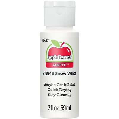Apple Barrel Colors Matte Acrylic Craft Paint, 2 fl. oz., Snow White, 2 oz Matte Acrylic Paint