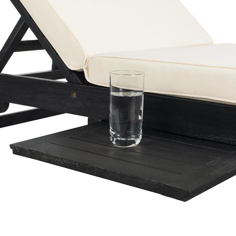 SAFAVIEH Newport Chaise longue d'extérieur Noir/Beige