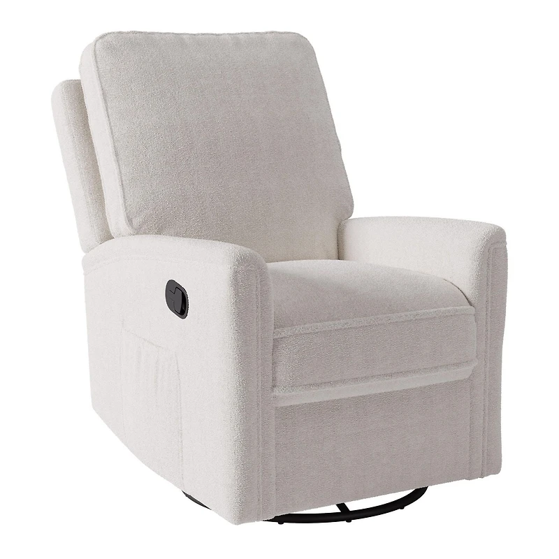 Fauteuil inclinable manuel pivotant CorLiving Jasmine en tissu bouclé blanc, rembourré et moelleux