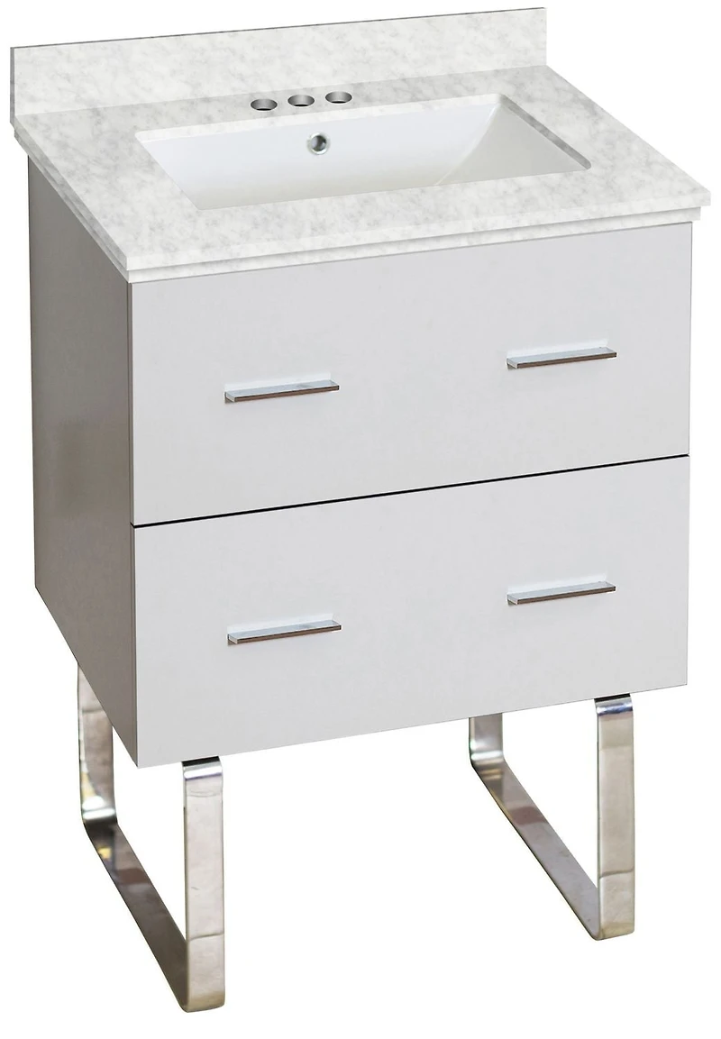 American Imaginations 37.75-in. W Floor Mount White Vanity Set For 3H8-in. Drilling  AI-18614