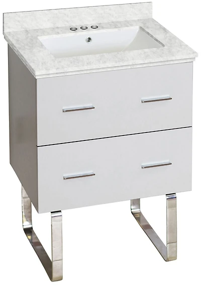 American Imaginations 37.75-in. W Floor Mount White Vanity Set For 3H8-in. Drilling  AI-18614