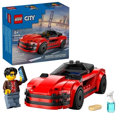 LEGO City Red Sports Car Toy - Building Toy for Kids, Boys and Girls, Ages 5+ - Educational Gift for Birthdays and Holidays - Includes Driver Minifigure and Other Accessories - 60448, Includes 109 Pieces, Ages 5+
